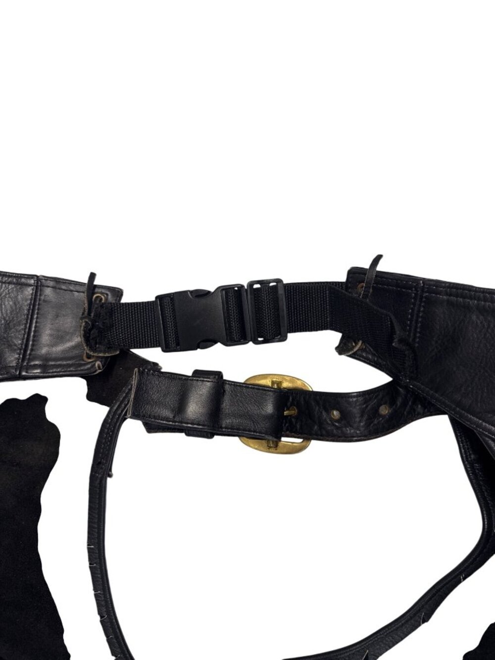 Black Leather Motorcycle Chaps With Adjustable Waist & Brass Details Made In USA - Picture 5 of 9
